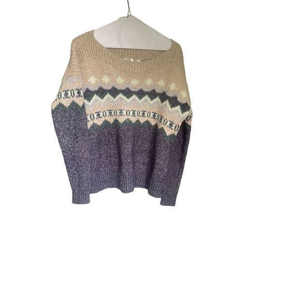Victoria Secret Alpaca Wool Blend Pullover Sweater Blue/ Brown Size S/P - Picture 1 of 7